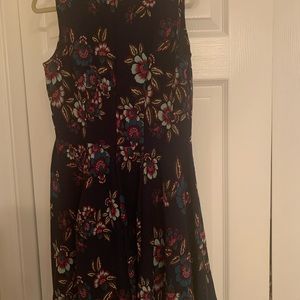 Navy blue dress with flower pattern